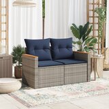  Vrtna sofa s jastucima za 2 osobe, siva, poliratan | shoptok.hr