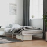 Maison Chic Kovinski Posteljni okvir - Dvoposteljna postelja - Zakonska postelja z vzglavjem bel 107x203 cm, (21693185) | Shoptok.si
