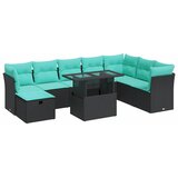  9-dijelni set vrtnih sofa s jastucima crni od poliratana bagrem | shoptok.hr