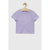 GAP Otroška bombažna kratka majica vijolična barva