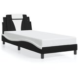 Maison Chic Posteljni okvir - Enojna postelja - Postelja za odrasle z vzglavjem črn in bel 90x200 cm umetno usnje-J9506, (21771556) | Shoptok.si