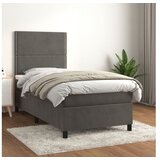  Box spring postelja z vzmetnico temno siva 100x200 cm žamet | Shoptok.si