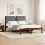  Krevetni okvir s tapiciranim uzglavljem - Tamnosmeđa i svjetlosiva 135 x 190 cm | shoptok.hr