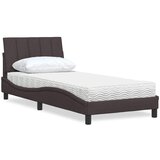 Krevet s madracem Hanko tamnosmeđi 90 x 190 cm od tkanine | Eponuda.com