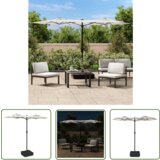  The Living Store Dvojni senčnik z LED diodami peščeno bel 316x240 cm - Senčnik, (21743431) | Shoptok.si
