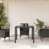  Vrtni stol sa staklenom pločom crni 90x90x75 cm od poliratana | Eponuda.ba