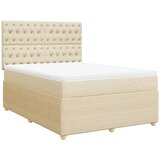 vidaXL Box spring postelja z vzmetnico krem 160x200 cm blago, (21310208) | Shoptok.si