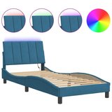 vidaXL Posteljni okvir z LED lučkami moder 80x200 cm žamet, (21081449) Cene