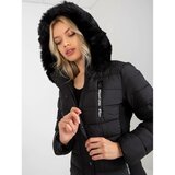Fashion Hunters Black transitional quilted jacket with a hood Cene