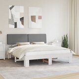 vidaXL Posteljni okvir z oblazinjenim vzglavjem Svetlo siva | Shoptok.si
