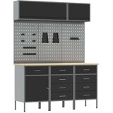  Set delovnih omar s predalom s shranjevanjem 8 kos Črna | Shoptok.si