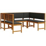  5-delni set vrtnarskih klopi s blazinami iz trdega akacijevega lesa, (22015513) | Shoptok.si