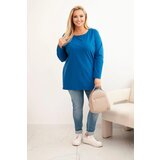 Kesi Women's Plus Size cotton blouse with a round neckline cobalt blue | Shoptok.si