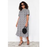 Trendyol Curve Cream Stand Collar Animal Patterned Woven Dress Cijene