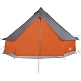 vidaXL Družinski šotor tipi za 10 oseb siv in oranžen vodoodporen | Shoptok.si