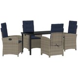vidaXL Set za vrt s 5 dijelova sa jastucima siva poly ratan | shoptok.hr