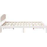 vidaXL Posteljni okvir z naslonom Bela 150x200 cm Trden les Bor | Shoptok.si