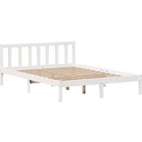vidaXL Posteljni okvir brez vzmetnice bel 135x190 cm trdna borovina | Shoptok.si