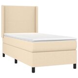  Box spring postelja z vzmetnico LED krem 80x200 cm blago, (20900334) | Shoptok.si