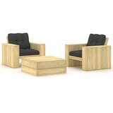 vidaXL 3-dijelna vrtna garnitura s jastucima od impregnirane borovine | shoptok.hr