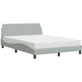  Krevet s madracem Dover svjetlosivi 140x190 cm baršunasti | shoptok.hr