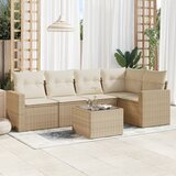 vidaXL 6-dijelni set vrtnih sofa s jastucima bež od poliratana Cijene