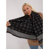 Fashion Hunters Black and gray women's scarf made of patterned knit