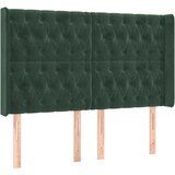 Maison Chic posteljno vzglavje - vzglavna omarica - nočna omarica z ušesi temno zeleno 147x16x118/128 cm žamet, (21707894) | Shoptok.si