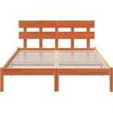 vidaXL Posteljni okvir z vzglavjem Vosek rjav 140x200 cm Trd les bor | Shoptok.si