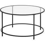 Songmics Okrogla klubska mizica, steklena mizica z jeklenim okvirjem, mizica za dnevno sobo, mizica za kavč, kaljeno steklo, črna LGT021B01, (21242604) | Shoptok.si