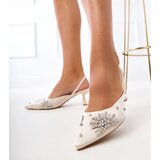 Gemre Beige slingback pumps with rhinestones Lessor | Shoptok.si