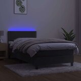  Box spring postelja z vzmetnico LED temno siva 90x190 cm žamet, (20725316) | Shoptok.si