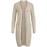 Vila Plašči Noos Ril Long Cardigan - Natural Melange Bež | Shoptok.si