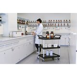 Rubbermaid večnamenski servirni voziček, skupna nosilnost 90 kg, dxšxv 860 x 470 x 960 mm, nakladalna površina črne barve | Shoptok.si