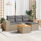 Maison Chic Seti vrtnega pohištva - Vrtna garnitura - Vrtni pohištvo set 5-delna z blazinami bež poli ratan, (21817954) | Shoptok.si
