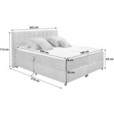 MID.YOU POSTELJA BOXSPRING 180 cm x 200 cm , tekstil, leseni material svetlo siva | Shoptok.si