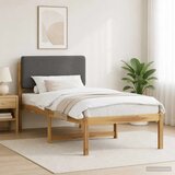  Krevetni okvir s tapiciranim uzglavljem - Bijelo prana i svijetlosiva 90 x 200 cm | shoptok.hr