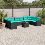 Vrtna sedežna garnitura 11-delna z blazinami črn poli ratan, (21094129) | Shoptok.si