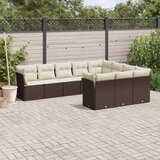  10-dijelni set vrtnih sofa od poliratana s jastucima smeđi | shoptok.hr