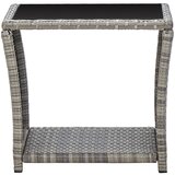 Maison Chic Klubska mizica - kavna mizica - Nizka mizica siva 45x45x40 cm poli ratan in steklo, (21753087) Cene