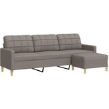 vidaXL Trosjed s tabureom smeđesivi 210 cm od tkanine | shoptok.hr