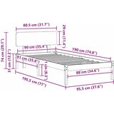  Krevetna konstrukcija s uzglavljem Vosak smeđa 90 x 190 cm | shoptok.hr