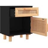  Noćni ormarići 2 kom crni masivna borovina i prirodni ratan | shoptok.hr