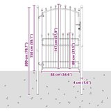 vidaXL Vrata ograde s bodljama s zaključavanjem Siva 200 x 100 cm | shoptok.hr