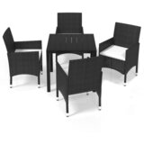 The Living Store Vrtna jedilna garnitura 5-delna z blazinami črn poli ratan - Jedilna Garnitura, (21421998) | Shoptok.si
