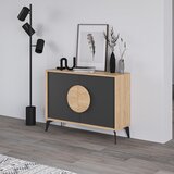 Marckeric Crna/u prirodnoj boji niska komoda u dekoru hrasta 110x82 cm Vae – | shoptok.hr