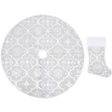 vidaXL Razkošna podloga za novoletno jelko z nogavico bela 90 cm | Shoptok.si