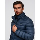 Ombre Men's lightweight jacket of combined materials with hood and decorative quilting - black | Shoptok.si