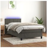  Box spring postelja z vzmetnico LED temno siva 90x190 cm žamet | Shoptok.si