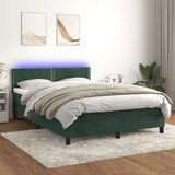  Krevet box spring s madracem LED tamnozeleni 140x190 cm baršun | shoptok.hr